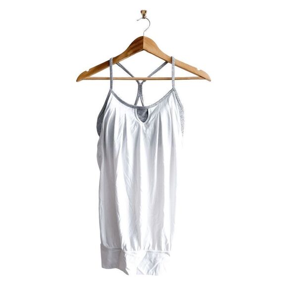 Lululemon Athletica Women Let It Loose Layered Bra Run Tank Top White Size 6 - Picture 1 of 6